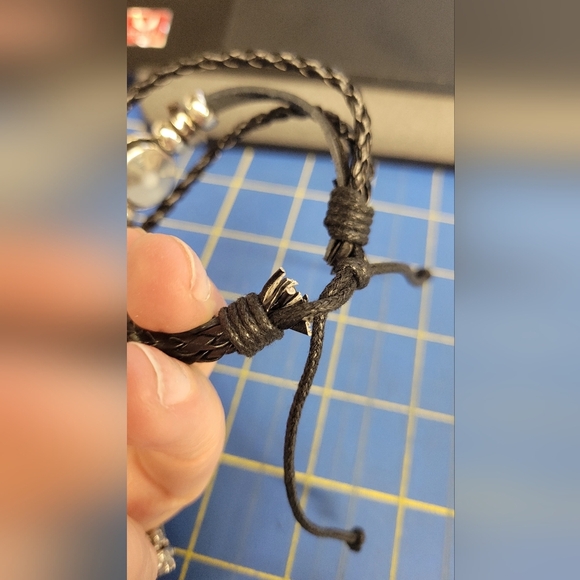 Black Braided Pleather Horse Adjustable Bracelet - Picture 5 of 6